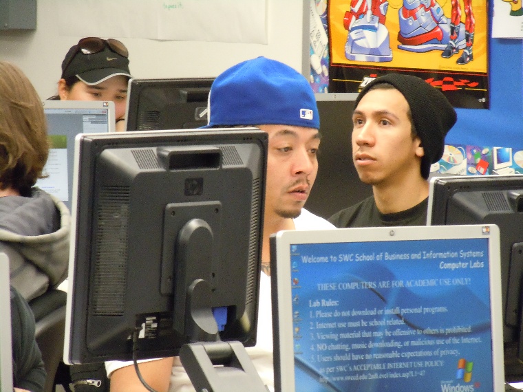 Student at computer